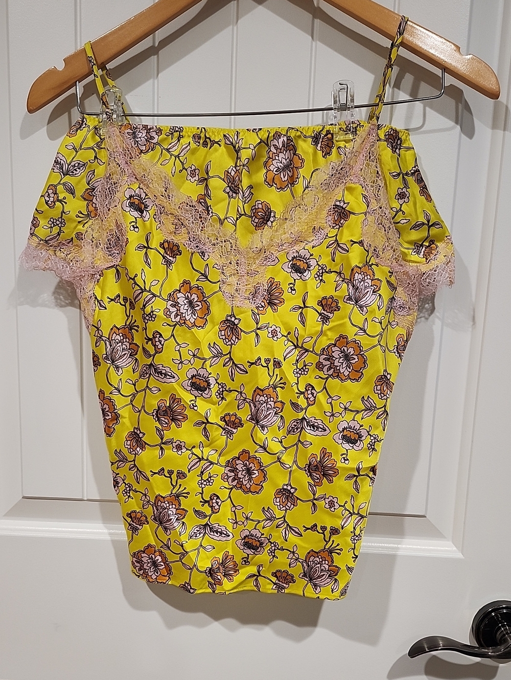 Victoria's Secret Yellow Floral Lace-Trim Camisole & Shorts